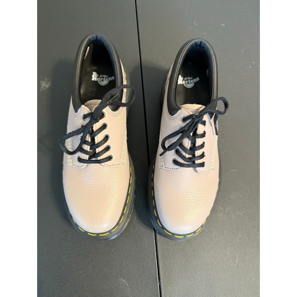 Dr. Martens New Quad Platform Shoes Women 8 Parchment Beige Leather 5-Eye Oxford - Picture 5 of 6